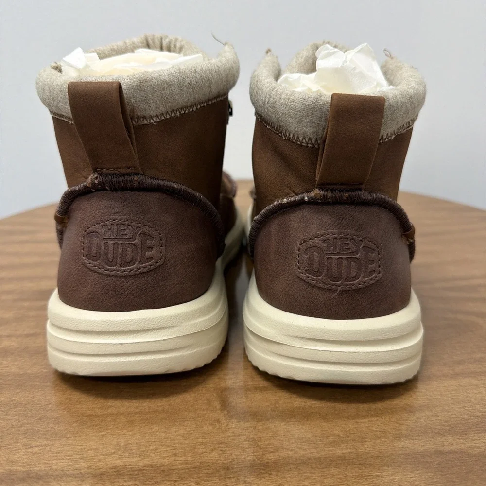 Hey Dude Men's Bradley Classic Tumbled Cognac Brown Size 11‎ lightweight wool